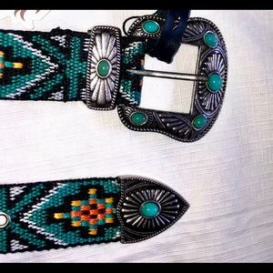 New with tags "Montana West Belt" Aztec, rhinestones, turquoise metal Buckle.